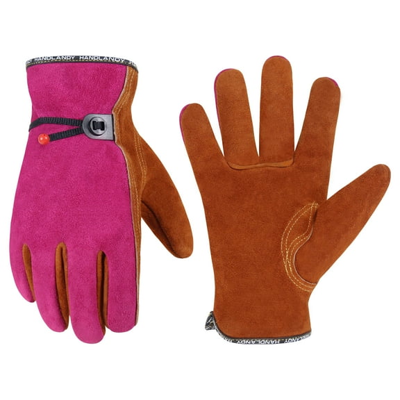 HANDLANDY Leather Work Gloves for Men and Women, Utility Tough Cowhide Glove for Gardening, Wood Cutting, Welding, Construction, Chainsaw, Truck Driving, Yard Working etc.