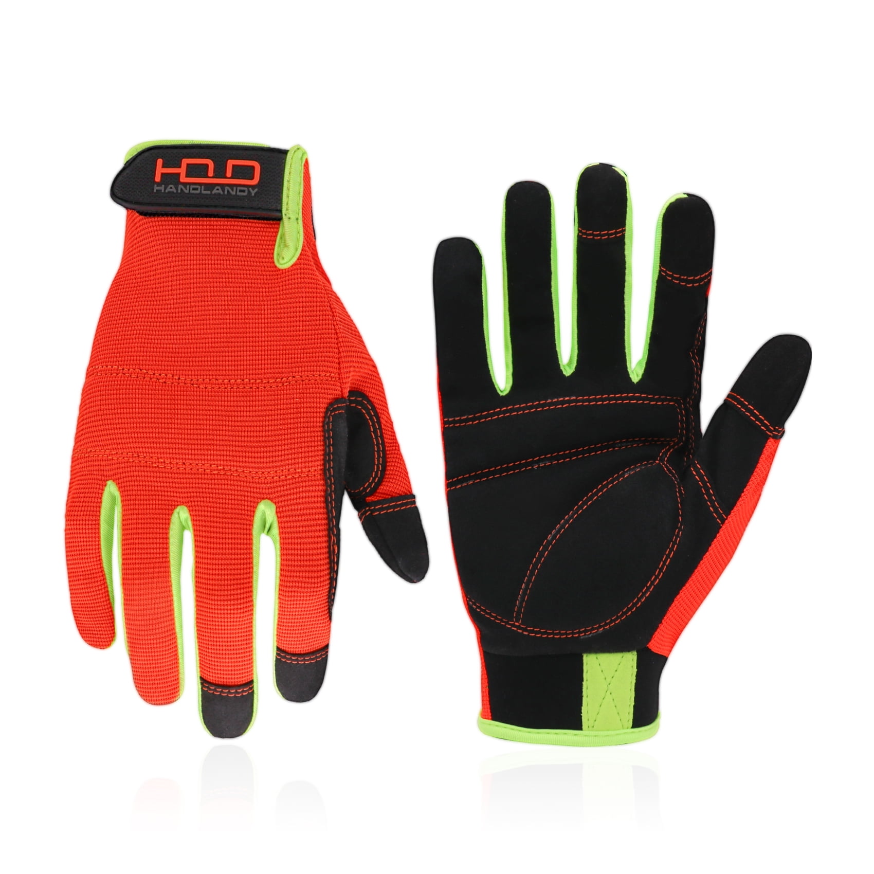 HANDLANDY Mens Work Gloves Touch Screen, Flexible Breathable Utility Gloves (Large, Orange