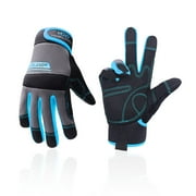 HANDLANDY Touchscreen Unisex Utility Safety Mechanic Work Gloves, Small, Synthetic Leather/Spandex Blue, Count Per Pack "2"