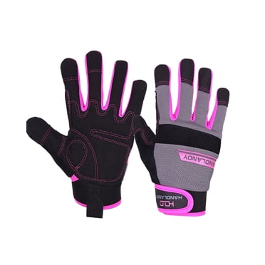 HANDLANDY Women's Light Duty Work Gloves - Touch Screen, Padded Palm, Breathable For Gardening & Driving (Medium, Pink)