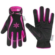 HANDLANDY Womens Winter Work Gloves, 3M Thinsulate Thermal Working Gloves Touchscreen Warm Gardening Gloves, Pink, Medium