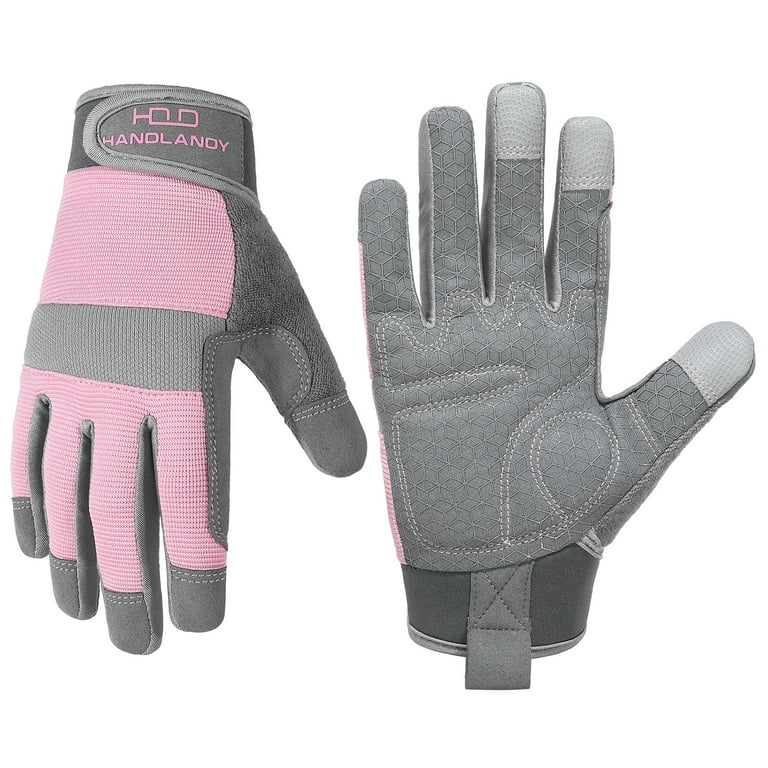 HANDLANDY Womens Work Gloves with Grip, Safety Moving Driving