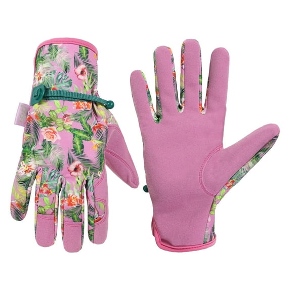 HANDLANDY Work Gloves for Women and Ladies, Leather Gardening Gloves Flexible Mechanic Working Gloves