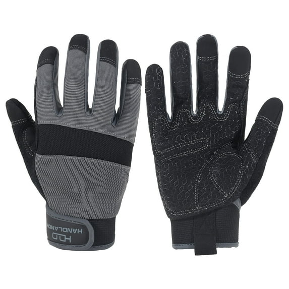 HANDLANDY Working Gloves for Men & Women, Safety Work Gloves with Grip for Warehouse Construction Garden Yard Outside