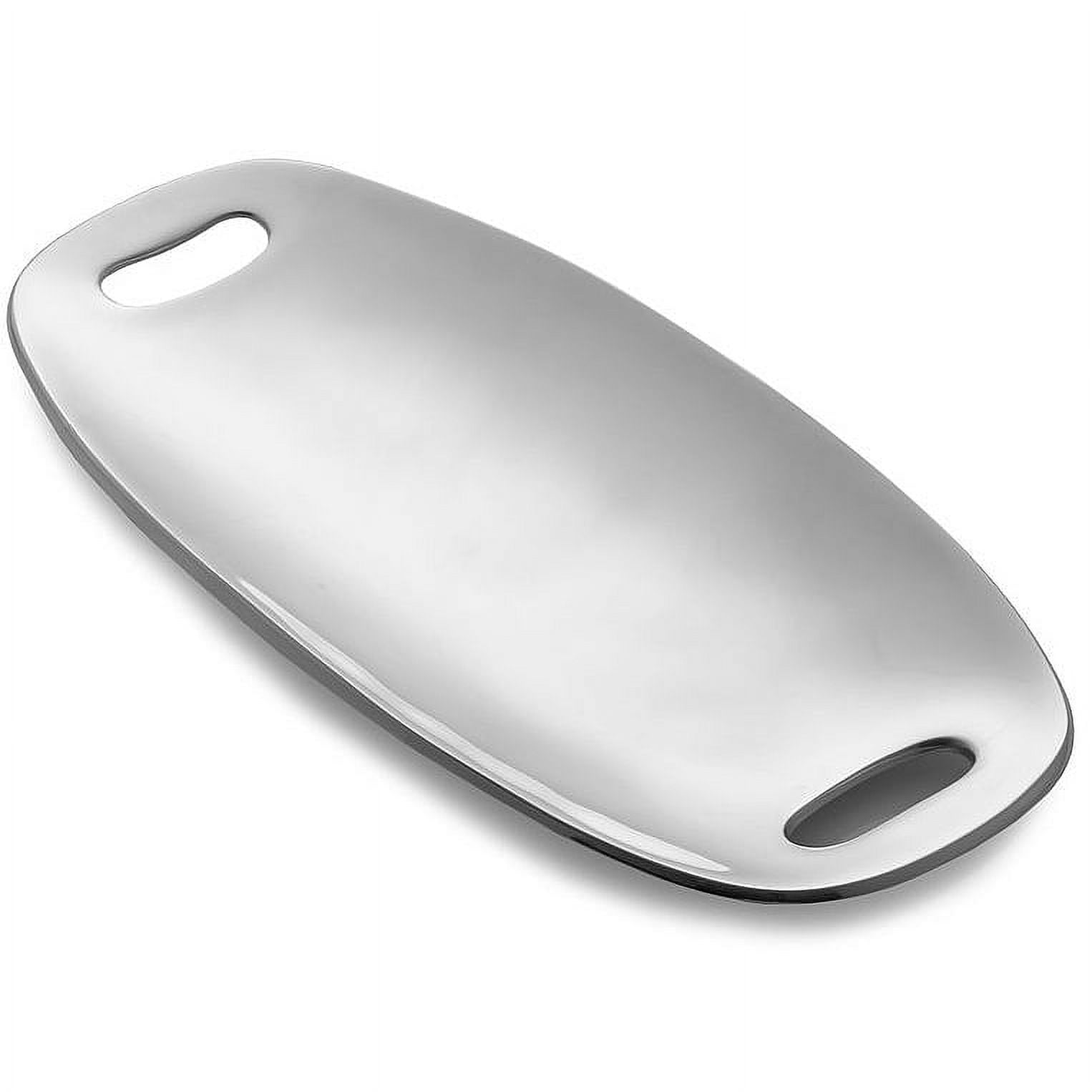 Elegant Silver Alloy Rectangular Serving Tray with Curved Sides