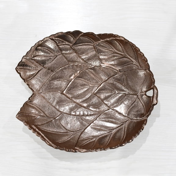 HANDMADE ECO-FRIENDLY 100% ALUMINUM TRADITIONAL PATTERN BRONZE DECORATIVE TRAYS- 14.17'' x 14.17'' x 1.18'' SIZE, BRONZE COLOR, TRADITIONAL DESIGN, DECORATIVE TRAYS BBH HOMES