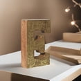 thumbnail image 1 of HANDMADE ECO-FRIENDLY "E" WOOD ALPHABET LETTER BLOCK FOR WALL MOUNT & TABLE TOP DÉCOR- , Natural-Gold Foil Color, Traditional Design, Letter Block For Study Room, Kids Room, Living Room, Hall, Offices, 1 of 2