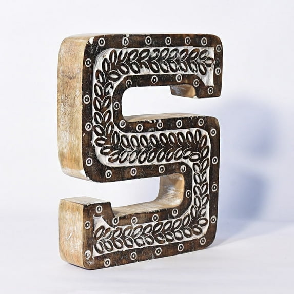 HANDMADE ECO-FRIENDLY "S" WOOD ALPHABET LETTER BLOCK FOR WALL MOUNT & TABLE TOP DÉCOR- , Natural Antique Color, Traditional Design, Letter Block For Study Room, Kids Room, Living Room, Cabin, Offices