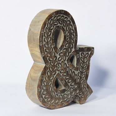 HANDMADE ECO-FRIENDLY "&" WOOD SYMBOL AND SIGN FOR WALL MOUNT & TABLE TOP DÉCOR- , Gray Antique Color, Traditional Design, Sybbol and Sign For Study Room, Kids Room, Living Room, Hall, Cabin, Offices
