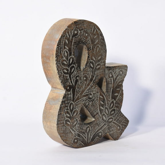 HANDMADE ECO-FRIENDLY "&" WOOD SYMBOL AND SIGN FOR WALL MOUNT & TABLE TOP DÉCOR- , Gray Antique Color, Traditional Design, Sybbol and Sign For Study Room, Kids Room, Living Room, Hall, Cabin, Offices