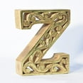 thumbnail image 1 of HANDMADE ECO-FRIENDLY "Z" WOOD ALPHABET LETTER BLOCK FOR WALL MOUNT & TABLE TOP DÉCOR- , Natural-Gold Foil Color, Traditional Design, Letter Block For Study Room, Kids Room, Living Room, Hall, Offices, 1 of 5