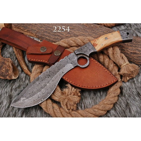 HANDMADE HUNTING DAMASCUS STEEL CLEAVER BUTCHER CHOPPER kukri KNIFE SURVIVAL