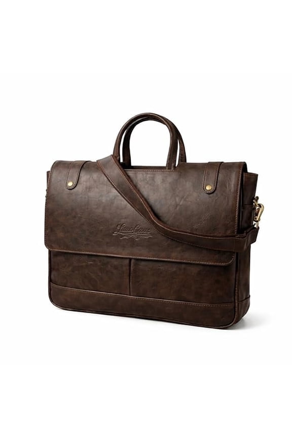 HANDMADE Vegan Leather Briefcase Messenger Bag for Men & Women | 15.6-inch Laptop Office Bag | Water Resistant Professional Business Bag