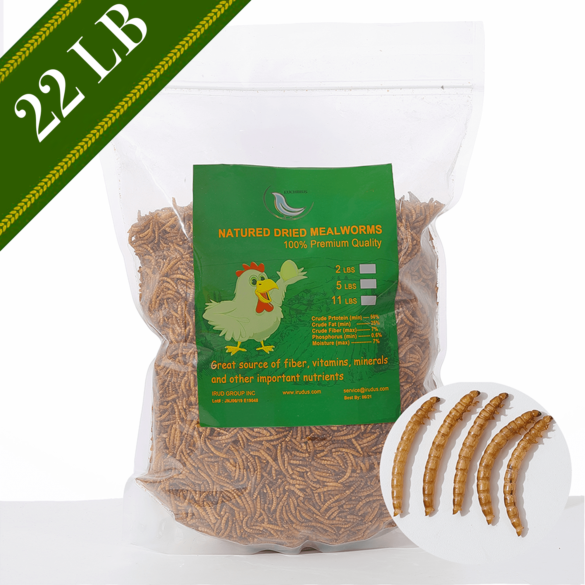 HANDMEN 22LB Dried Mealworms, 100 Natural NonGMO, High Protein Meal