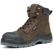 DIEHTECHRA Mens 6" Composite Toe Leather Work Boots, Water-Resistant, 81N02, Size 9.5