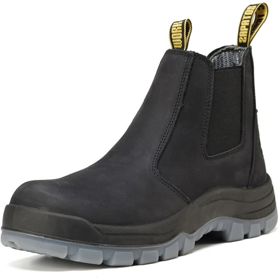 HANDMEN Men's Slip On Soft Toe Waterproof Slip Resistant Anti-static Puncture-proof Work Boots, 80N04, 12EE