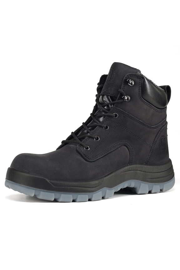 Mens Work Boots Soft Toe Waterproof Slip Resistant Anti-puncture Working Boots, Black, 80N01, 11