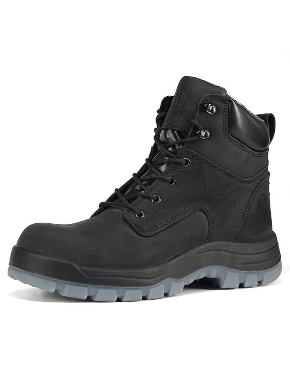 Mens Work Boots Soft Toe Waterproof Slip Resistant Anti-puncture Working Boots, Black, 80N01, 12