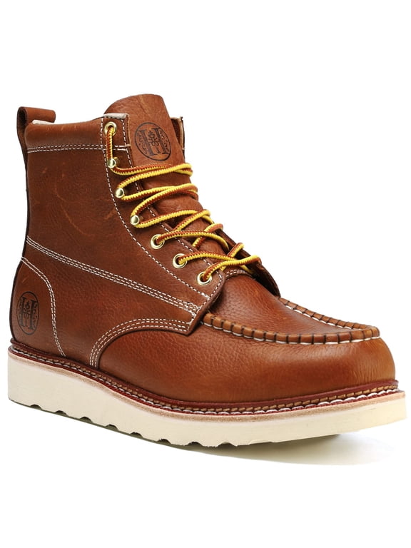 Men’s 6" Soft Toe Work Boots , Leather Slip Resistant Durable & Breathable SureTrack Boots VB806, Size 9.5D