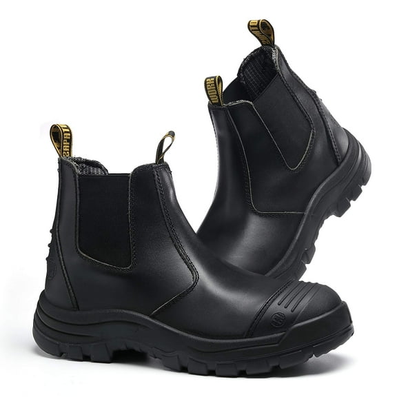 HANDMEN Work Boots For Men, Slip On Soft Toe Waterproof Slip Resistant Anti-static Comfortable Work Shoes, LV802, 9EE