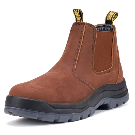 HANDMEN Work Boots for Men, 6" Slip On Composite Toe Waterproof Slip Resistant Anti-Static Mens Work Boots, 822RDBX, 8.5EE