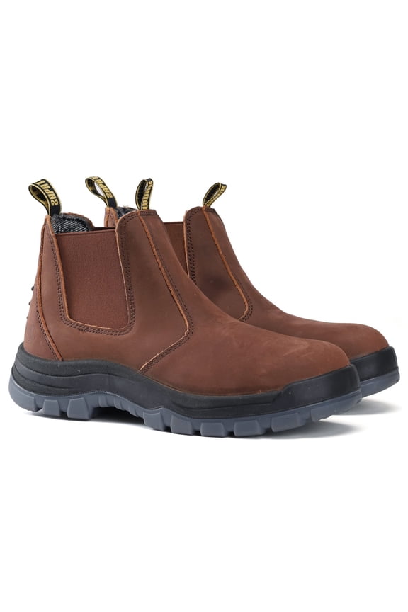 Work Boots for Men, 6" Slip On Waterproof Slip Resistant Soft Toe Anti-Static Mens Work Boots, 802RDRT, 12EE