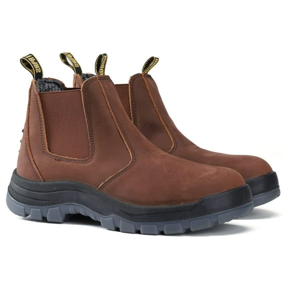 HANDMEN Work Boots for Men, 6" Slip On Waterproof Slip Resistant Soft Toe Anti-Static Mens Work Boots, 802RDRT, 8EE