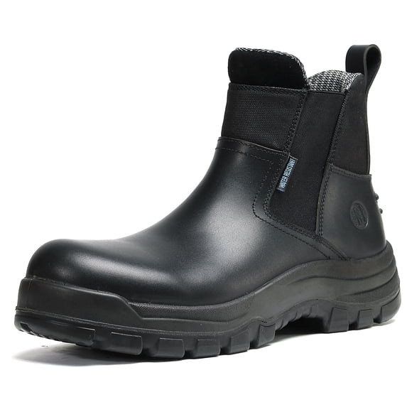 HANDMEN Work Boots for Men, Slip On Soft Toe Waterproof Slip Resistant Mens Work Boots, 80M02, 12EE