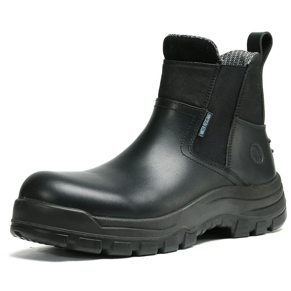 HANDMEN Work Boots for Men, Slip On Soft Toe Waterproof Slip Resistant Mens Work Boots, 80M02, 9.5EE