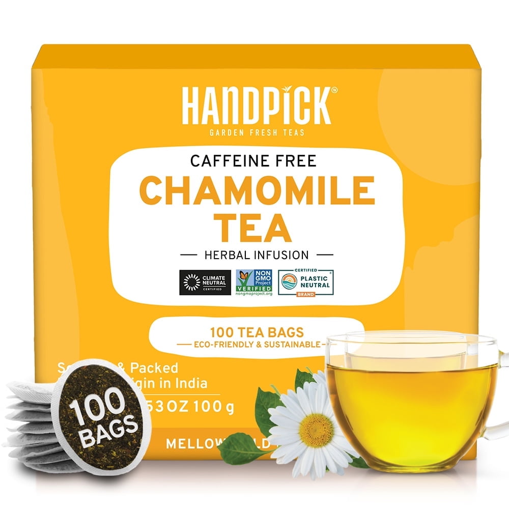 HANDPICK, Chamomile Tea Bags (100 Count) | Caffein