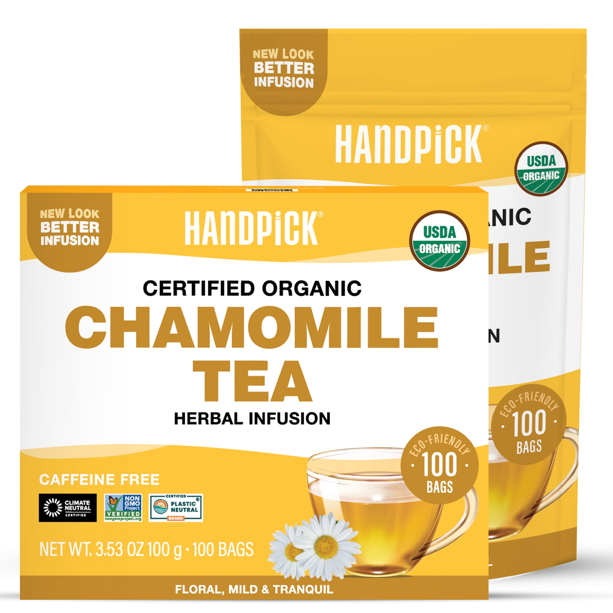 Handpick Organic Chamomile Herbal Tea Bags, 100 Count