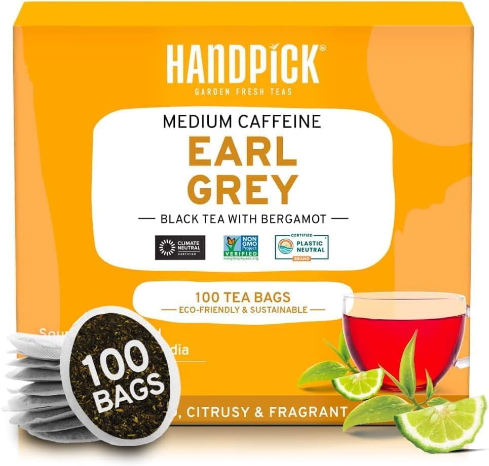 HANDPICK Organic Earl Grey Tea, 100 Count, Black T
