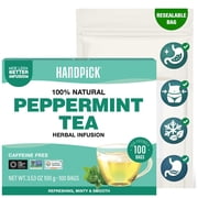 HANDPICK, Peppermint Tea, Eco-Conscious Tea Bags - 100 Count | Caffeine Free, Non-GMO | Minty, Fresh & Cool flavor | Direct from Source