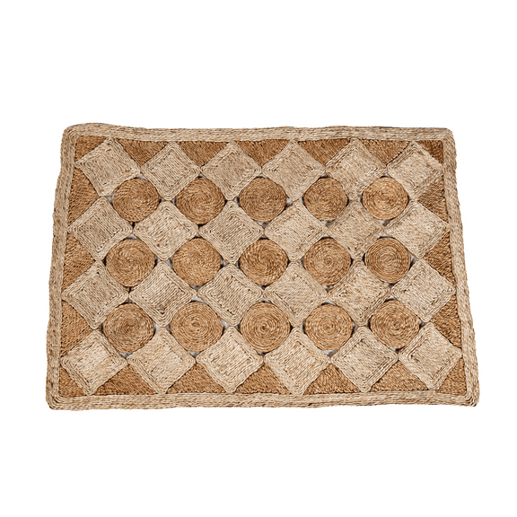 HANDWOVEN TWO-TONED JUTE DOORMAT WITH PATTERN