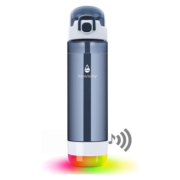 HANDYSPRING - 26 oz Smart Water Bottle with Reminder to Drink Water - Rechargeable - Switchable Lights and Sounds, Water Tracker with Straw, Track Your Sips, Smart Hydration Reminder (Grey)