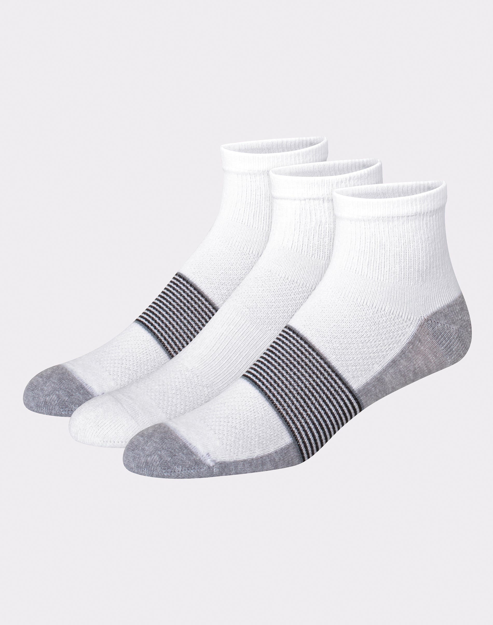 Cool DRI Men's Ankle Socks with Ventilation, 3-Pairs White Assortment 6-12