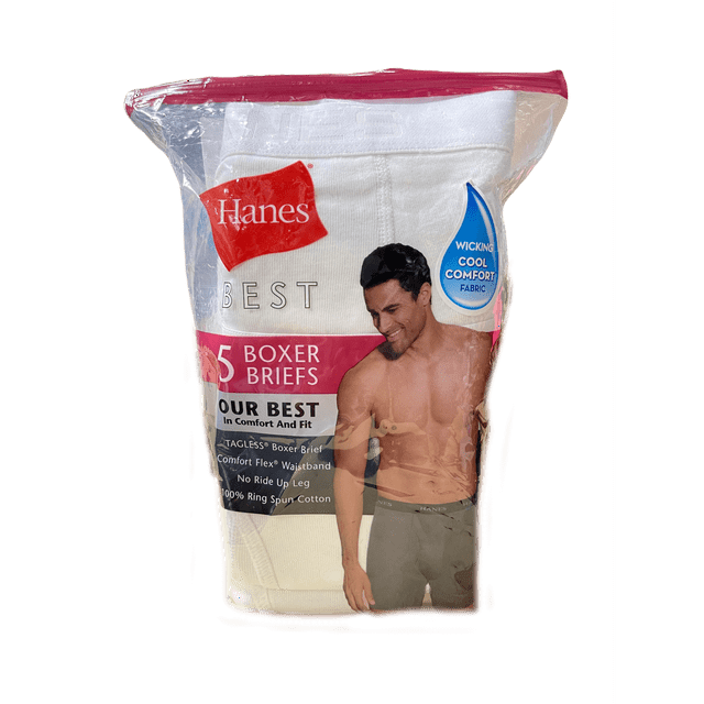 Hanes Best Men's Tagless Comfort Flex Waist Boxer Briefs, 5 Pack (White