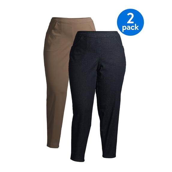 HANES Just My Size Women's Plus Size 2 Pocket Stretch Pull On Pants Available in Petite, 2 Pack