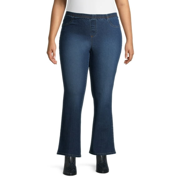 JMS Just My Size by Hanes Women’s Plus Size Pull-On Stretch Denim Bootcut Jeggings