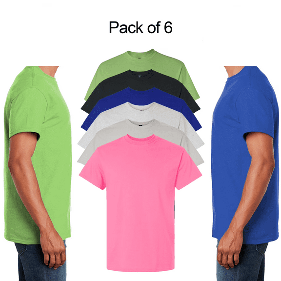 HANES Men's Assorted T-Shirt - S Size | 100% Cotton 6 Pack Crew Neck Mix Color Bulk Short Sleeve Tee