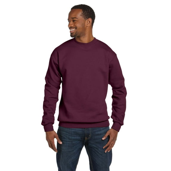 HANES P1607 ADULT 7.8 OZ. ECOSMART 50/50 FLEECE CREW, Maroon, XL