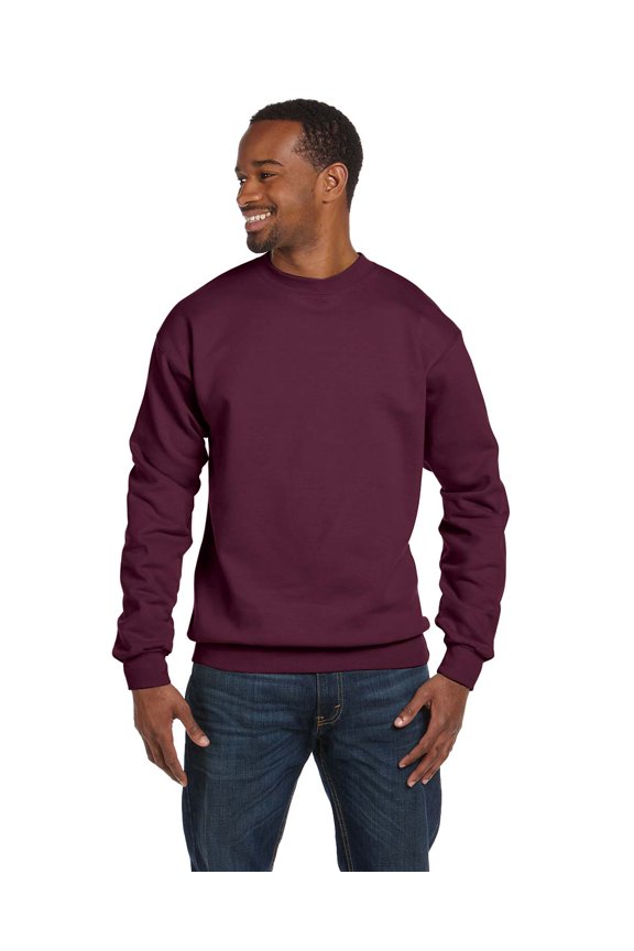 P1607 ADULT 7.8 OZ. ECOSMART 50/50 FLEECE CREW, Maroon, XL