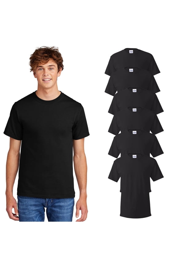 Short Sleeve T-Shirt For Men's - 4XL Size | 100% Cotton 6 Pack Black Color Crew Neck Tee