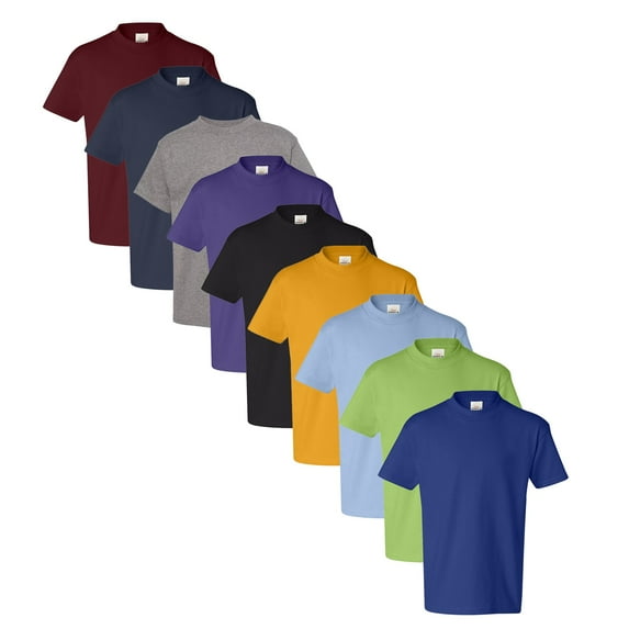 HANES Short Sleeve T-Shirt for Youth - Multi Color Bulk 9 Pack | Boy's, Girl's Crew Neck Tee | 100% Cotton, XS Size t-shirts