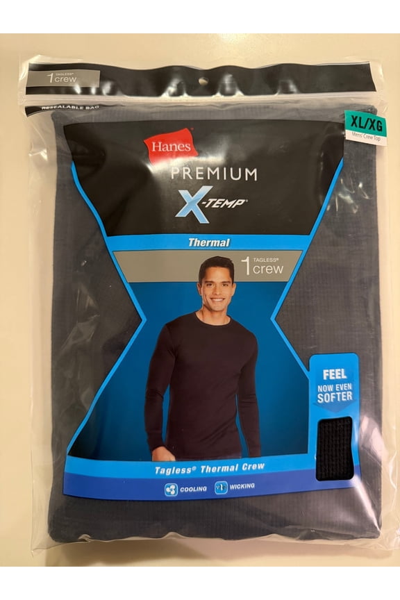 Men's X-Temp Waffle Long Sleeve Crew Thermal Top - Black