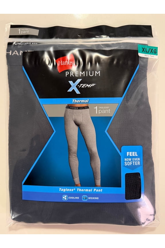 Men's X-Temp Waffle Knit Thermal Pants - Black