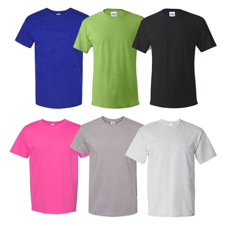 HANES Men's Short Sleeve T-Shirts – M Size | Multi Color Crew Neck Tee | Bulk Pack of 6 | 5 oz., 100% Cotton Assorted Tees