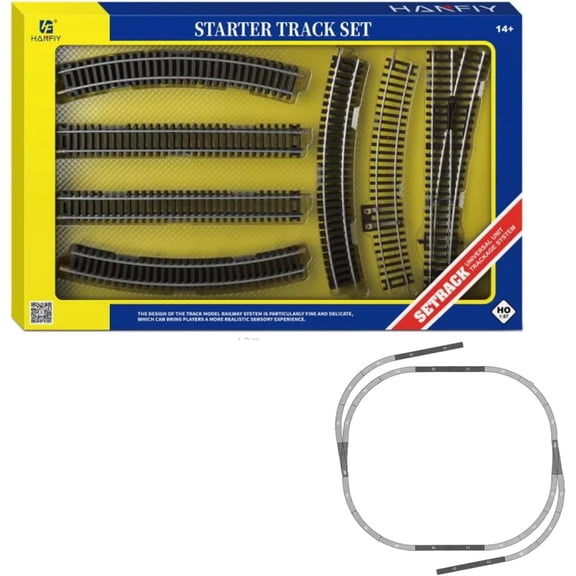 HANFLY HO Scale Track Set NickelSilver Rails, WoodenStyle Sleepers, Compatible with All HO DC Systems Includes Straight & Curved Tracks (28 PCS)
