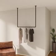 pamo clothes rail industrial loft design - HANG - clothing rack for walk-in wardrobe I bedroom or bath - clothes rack made of black sturdy water pipes/ tubes with wall mounting