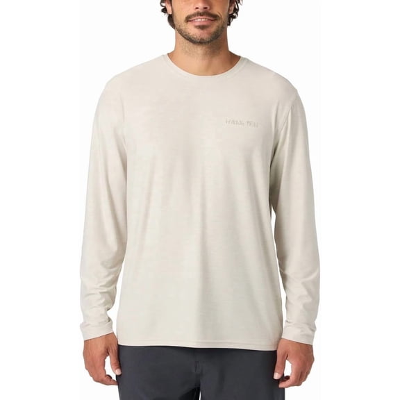 HANG TEN Men's Long Sleeve Sun Tee US, Alpha, X-Large, Regular, Regular, Cream